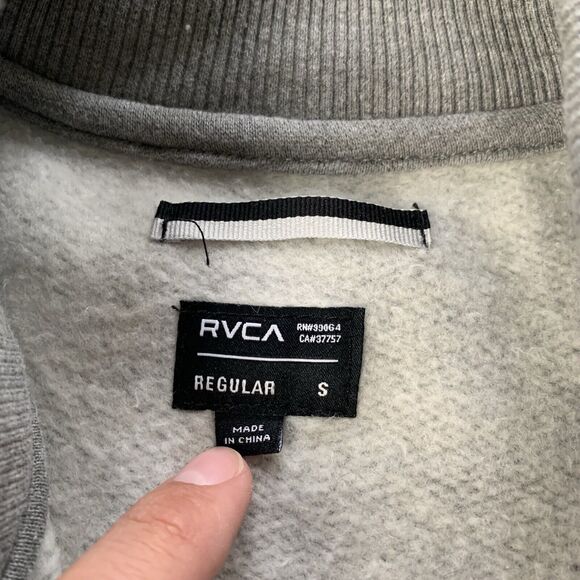 RVCA Varsity Jacket Mens Small Snap Button Gray Black Regular Fit Skater Surfer - Picture 6 of 16